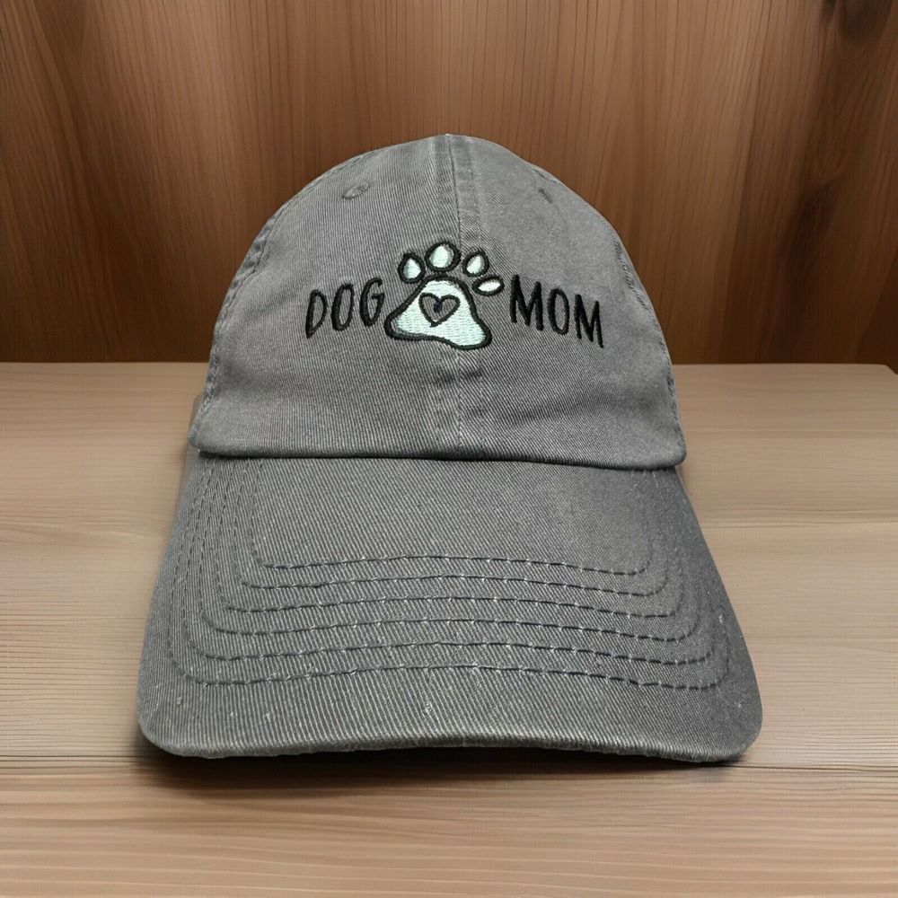 Dog Mom Hat Cap Gray Blue Paw Logo Open Road Brands Adjustable Strapback Cotton